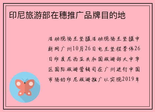 印尼旅游部在穗推广品牌目的地